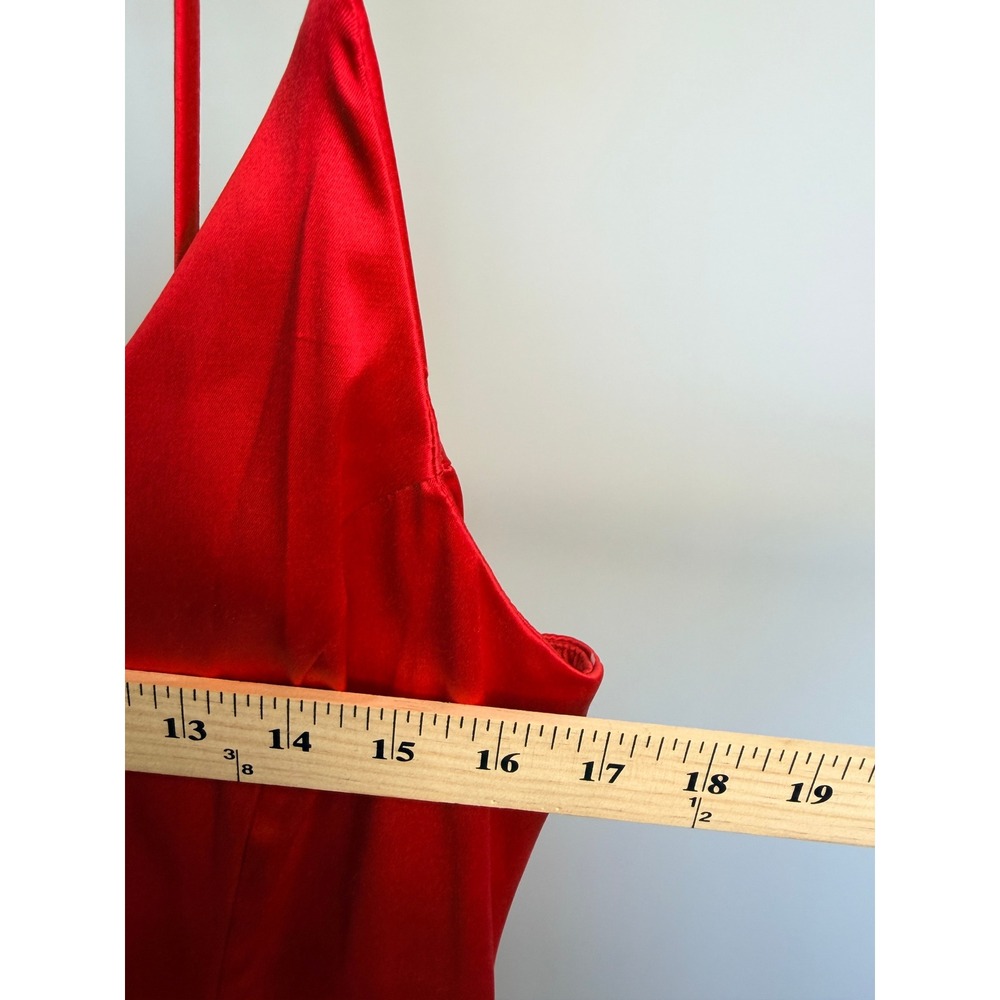 Lux LA Red Satin Mini Dress V-Neck Spaghetti Strap Cocktail Medium USA - Picture 6 of 7